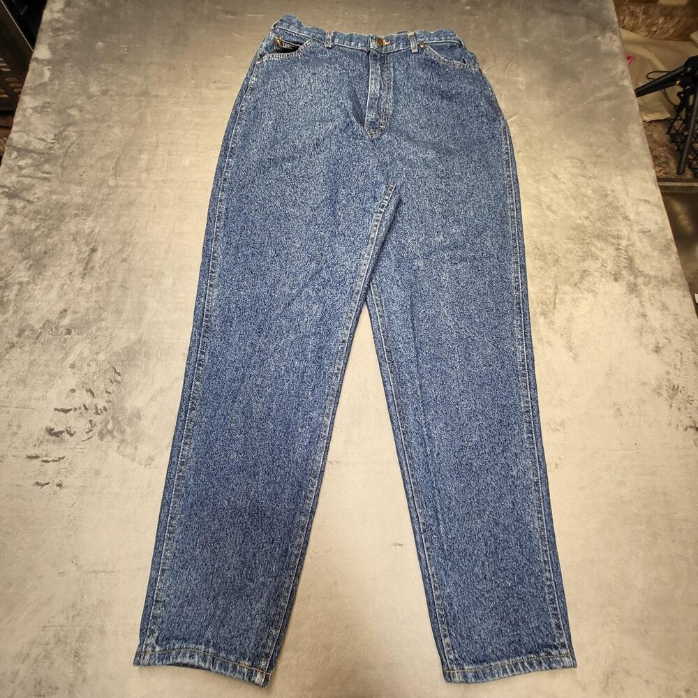 Vintage Lee Jeans Womens 16 Blue Acid Wash High Rise Tapered Mom Made USA 90s‎
